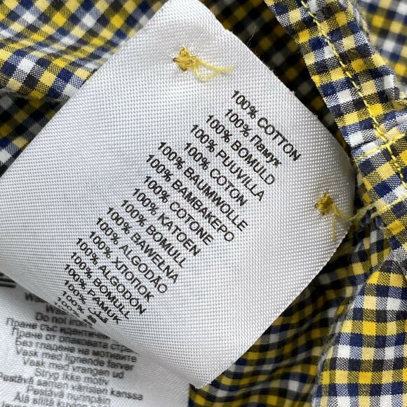 Ben Sherman Mens XL Long Sleeve Button Down Yellow Gold & Blue Plaid Shirt - Picture 12 of 12